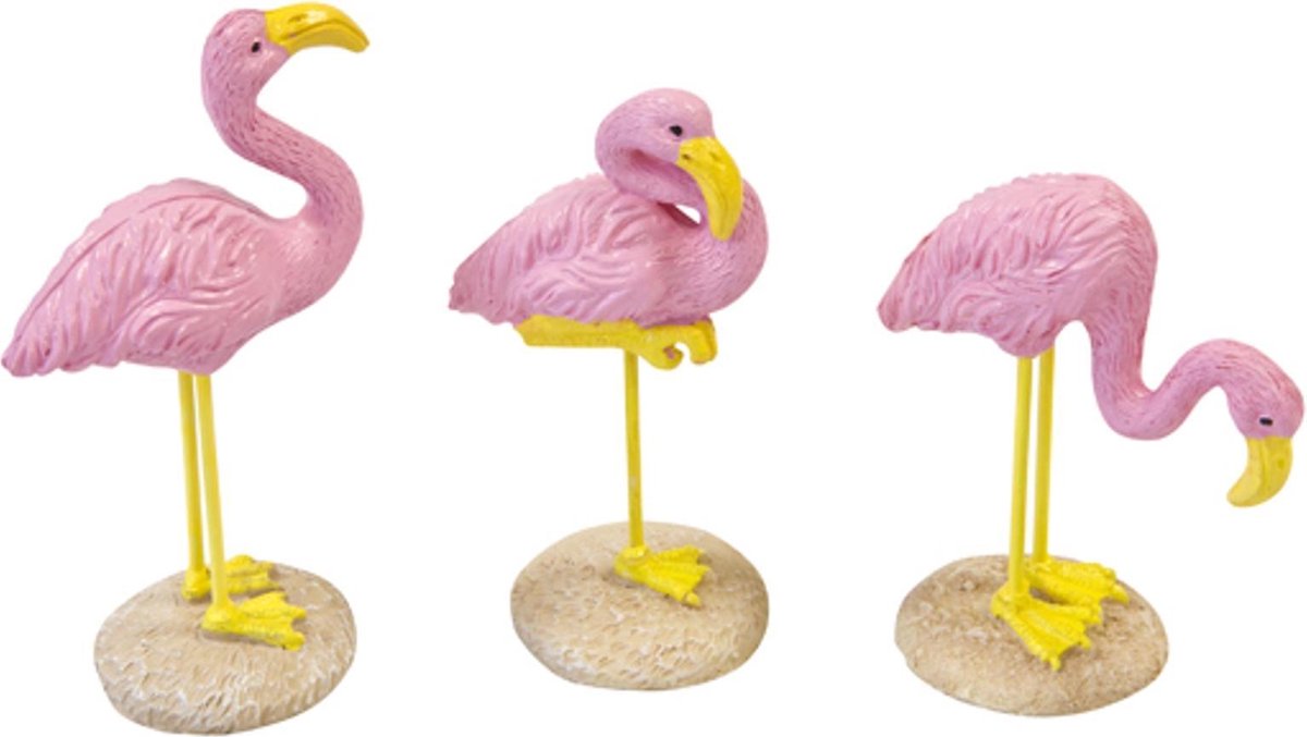 HOBI - 1 roze flamingo van kunsthars - Decoratie > Tafeldecoratie beeldjes